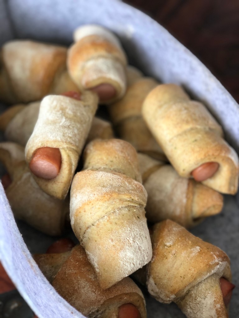 Lækre, bløde pølsehorn med revet squash og crunch fra graham!