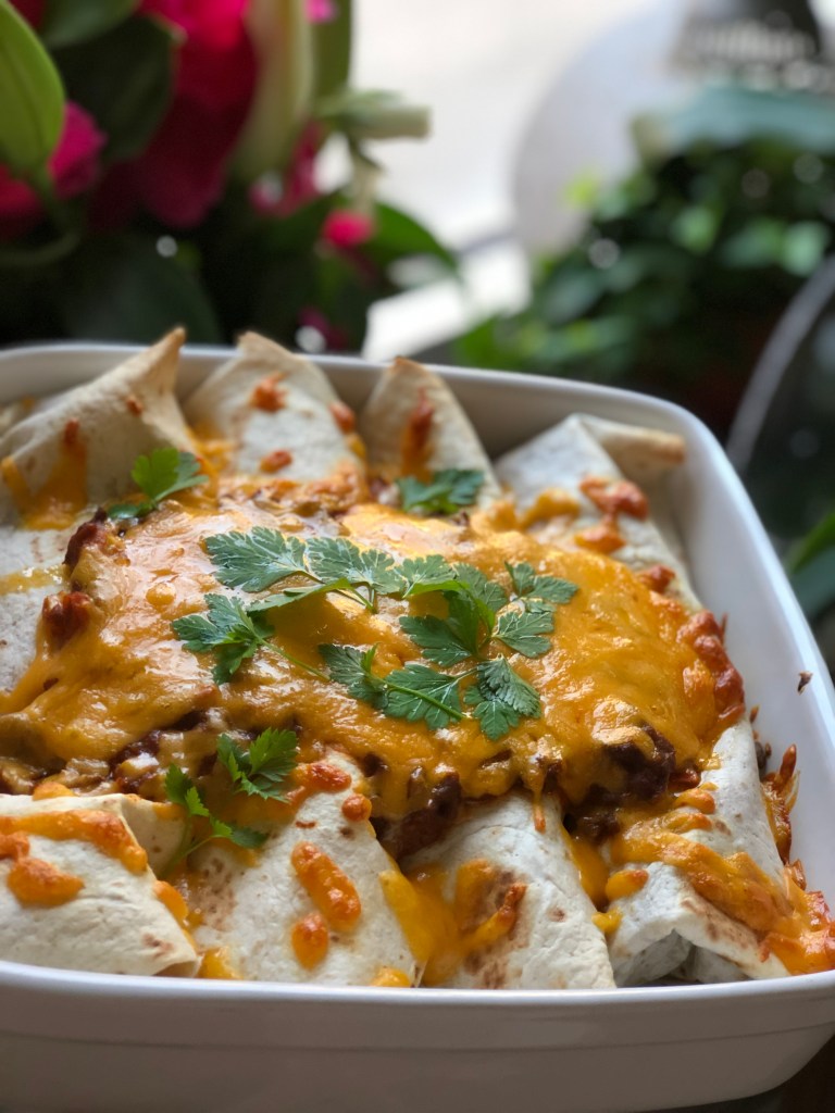 Lækre enchiladas I fad. Velbekomme!
