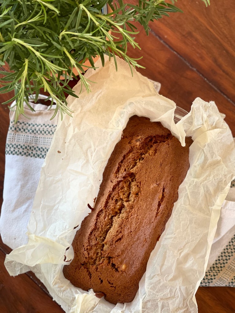 Amerikansk banana bread, klar til at spise.