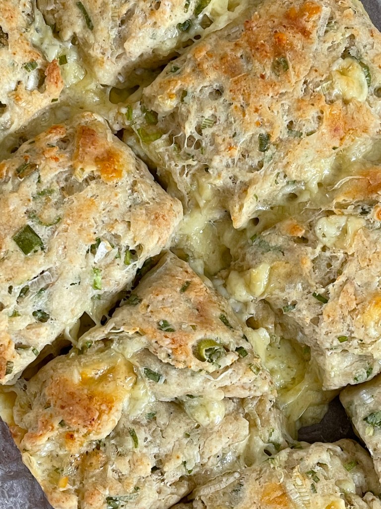 Close up of my triple cheese biscuits. Lovely crust and green specks from the spring onion.